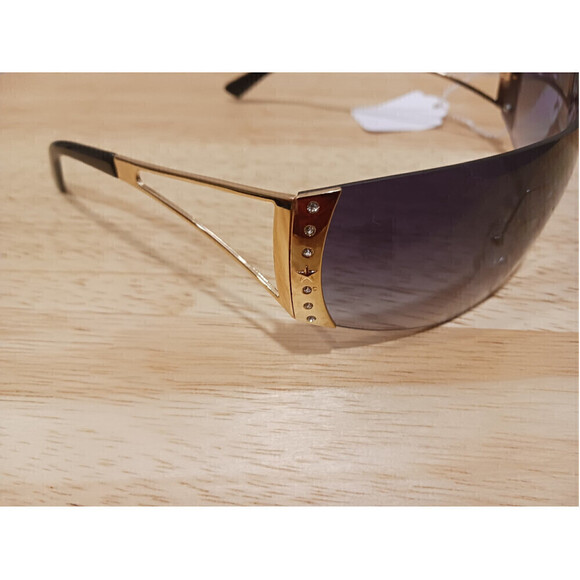 Frameless Large Sunglasses With Gold Side Rims - Picture 7 of 10